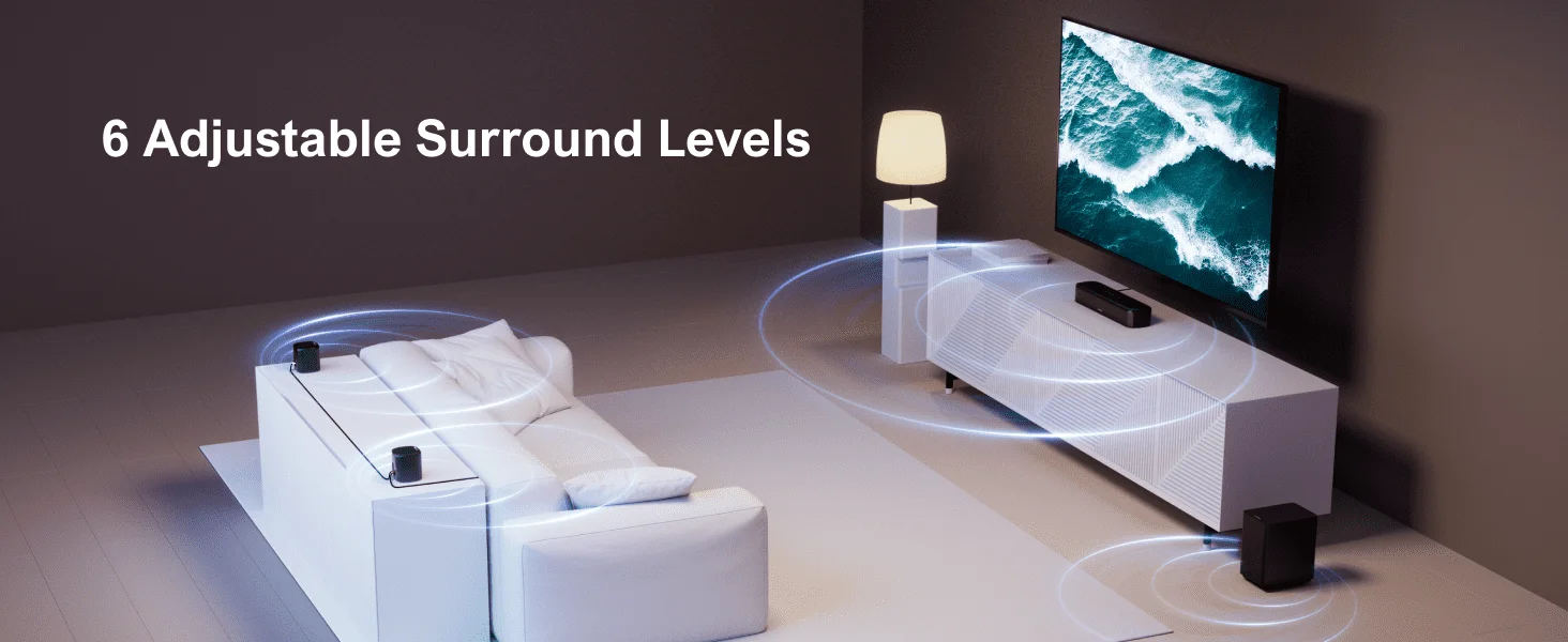 ULTIMEA 5.1CH Virtual Surround Sound Bar for Smart TV, App Control, TV Soundbar with Subwoofer and 2 Surround Speakers,250W ULTIMEA 5.1CH Virtual Surround Sound Bar for Smart TV, App Control, TV Soundbar with Subwoofer and 2 Surround Speakers,250W