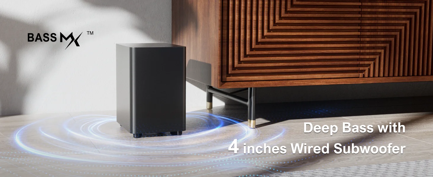 ULTIMEA 250W 5.1 Soundbar for TV, Home Theater Virtual Surround Sound System with App Control, Subwoofer & 2 Surround Speakers