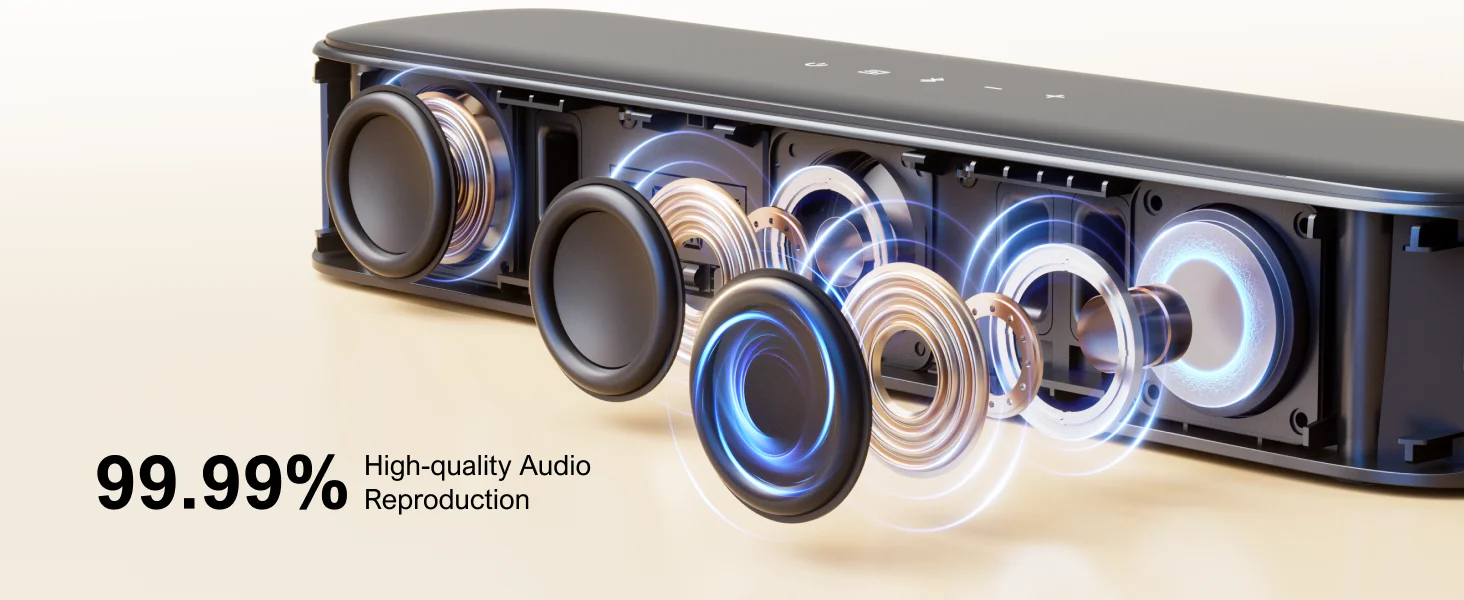 ULTIMEA 250W 5.1 Soundbar for TV, Home Theater Virtual Surround Sound System with App Control, Subwoofer & 2 Surround Speakers