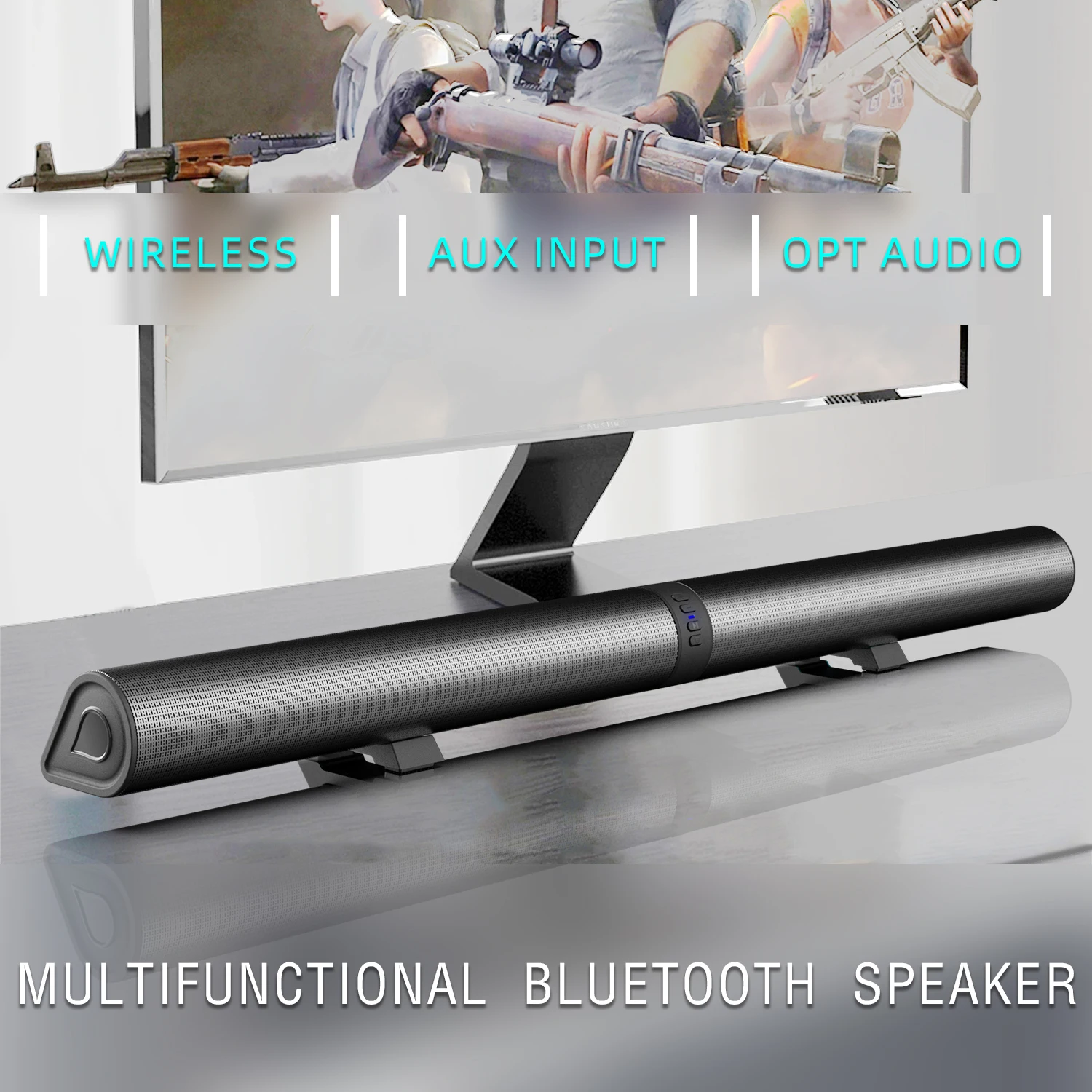 Home Theater 3D Stereo Surround Wireless Speaker Multi-Function Subwoofer Soundbar Support Foldable Split For TV/PC