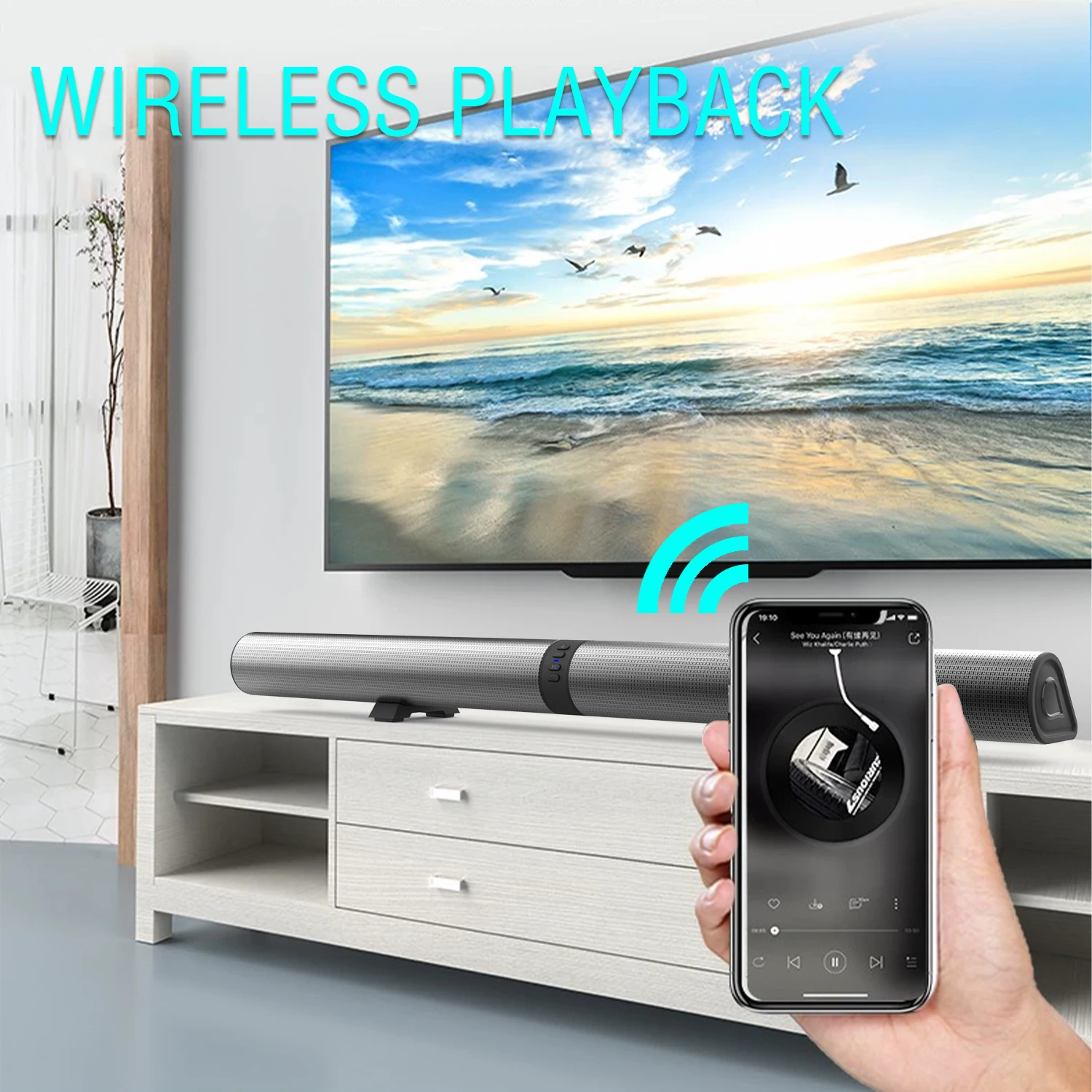 Home Theater 3D Stereo Surround Wireless Speaker Multi-Function Subwoofer Soundbar Support Foldable Split For TV/PC