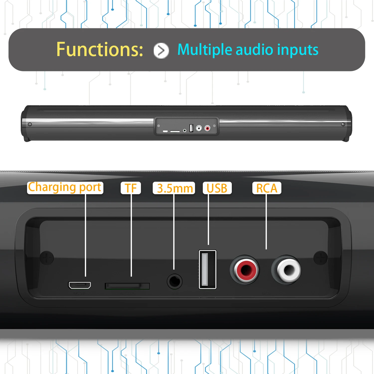 2024 Soundbar Sound Wireless Bluetooth Car Computer Speaker Stereo Tv Home Theater Sombar For 3.5mm Output PC