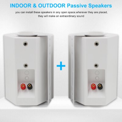 Herdio 2PCS Passive Outdoor Speakers 300 Watts 5.25'' Outdoor Speaker Waterproof For Patio Indoor Outdoor Home Theater Sound Box - Image 4