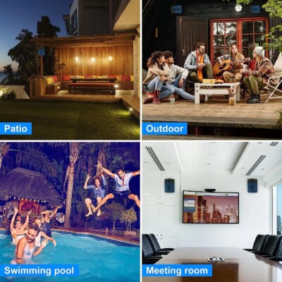 Herdio 5.25'' 300W Indoor Outdoor Waterproof Dual Speakers Home Theater Wall Mount System For Garage Basement living Room Black - Image 5