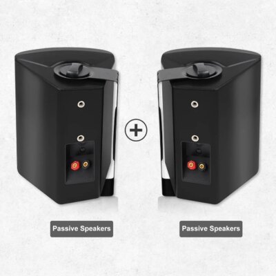 Herdio 5.25'' 300W Indoor Outdoor Waterproof Dual Speakers Home Theater Wall Mount System For Garage Basement living Room Black - Image 2