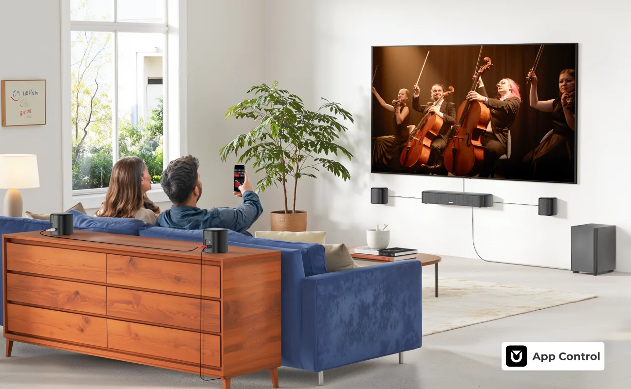 ULTIMEA 350W 7.1 Soundbar for TV with Dolby Atmos,Home Theater Technology Bluetooth Speakers with Subwoofer&4 Surround Speakers