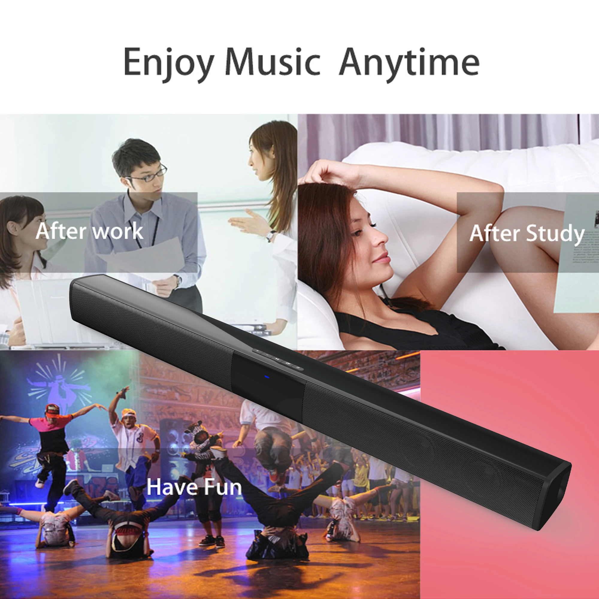 Soundbar Speakers, Bluetooth 5.3, Stereo Soundbar Surround Sound Home Cinema with Remote Control, Support RCA AUX TF-Card
