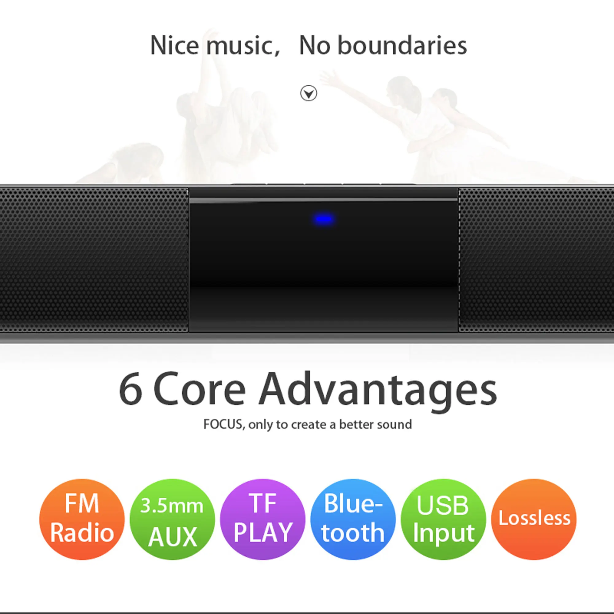 Soundbar Speakers, Bluetooth 5.3, Stereo Soundbar Surround Sound Home Cinema with Remote Control, Support RCA AUX TF-Card