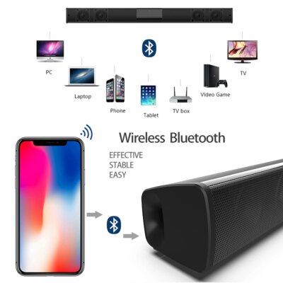 Soundbar Speakers, Bluetooth 5.3, Stereo Soundbar Surround Sound Home Cinema with Remote Control, Support RCA AUX TF-Card - Image 3