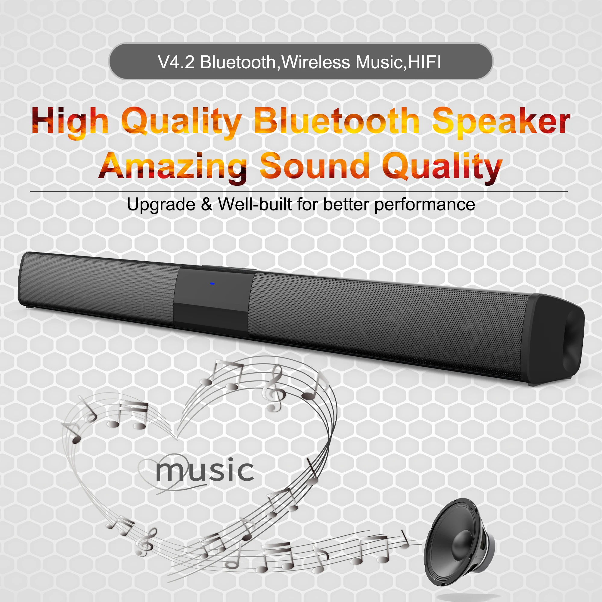 Soundbar Speakers, Bluetooth 5.3, Stereo Soundbar Surround Sound Home Cinema with Remote Control, Support RCA AUX TF-Card