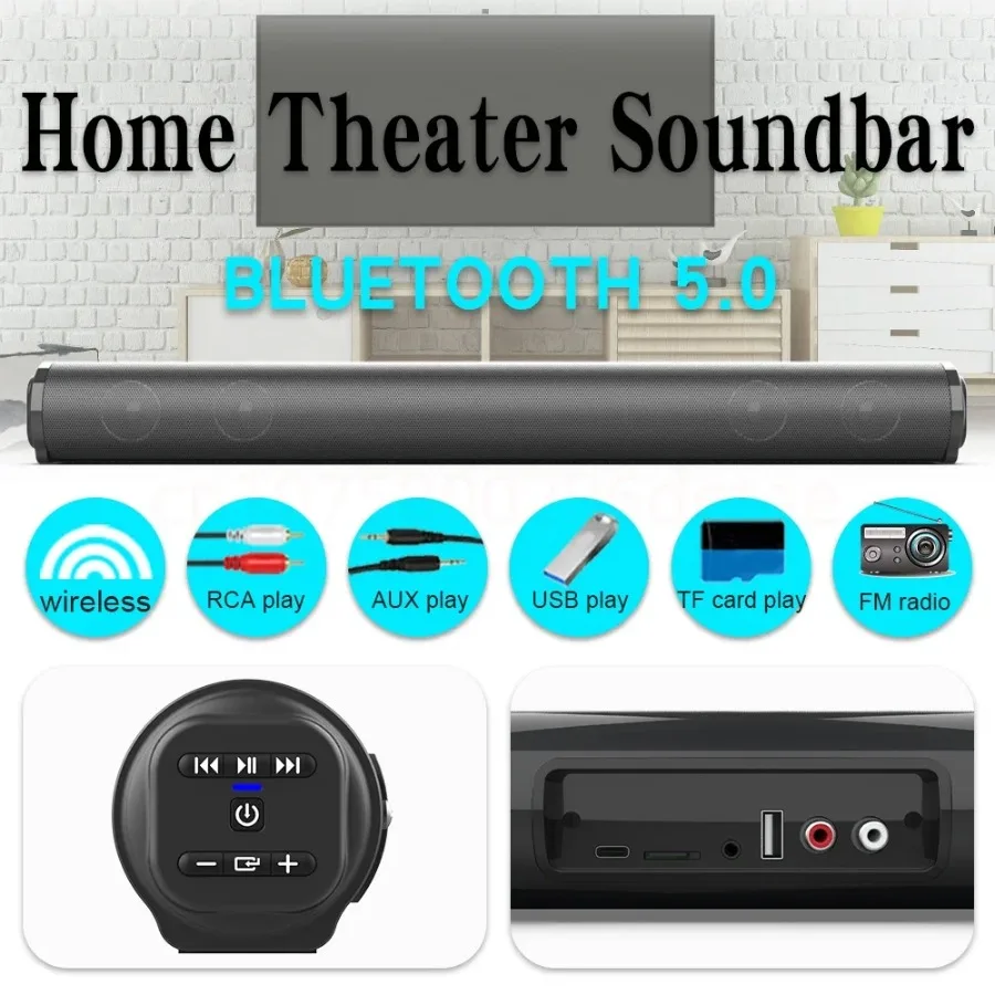 Super Powerful Wireless Bluetooth Speaker Portable Sound Bar Caixa De Som Bluetooth Home Theater TV Sound Box Subwoofer FM Radio