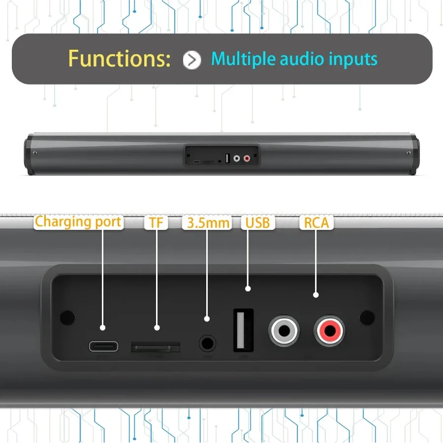 Super Powerful Wireless Bluetooth Speaker Portable Sound Bar Caixa De Som Bluetooth Home Theater TV Sound Box Subwoofer FM Radio