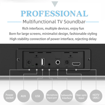 Rsionch Wooden Subwoofer Soundbar with Microphone Karaoke Bluetooth Speaker Home Theater TV Sound Bar Bass Speaker Sub-woofer - Image 3