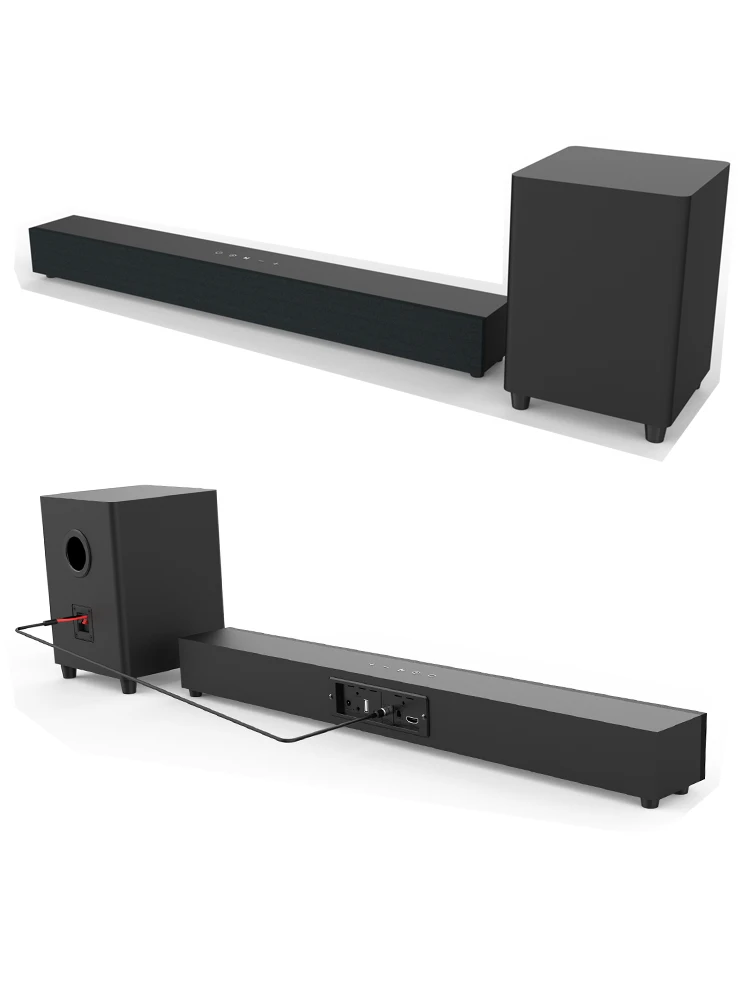Rsionch Wooden Subwoofer Soundbar with Microphone Karaoke Bluetooth Speaker Home Theater TV Sound Bar Bass Speaker Sub-woofer