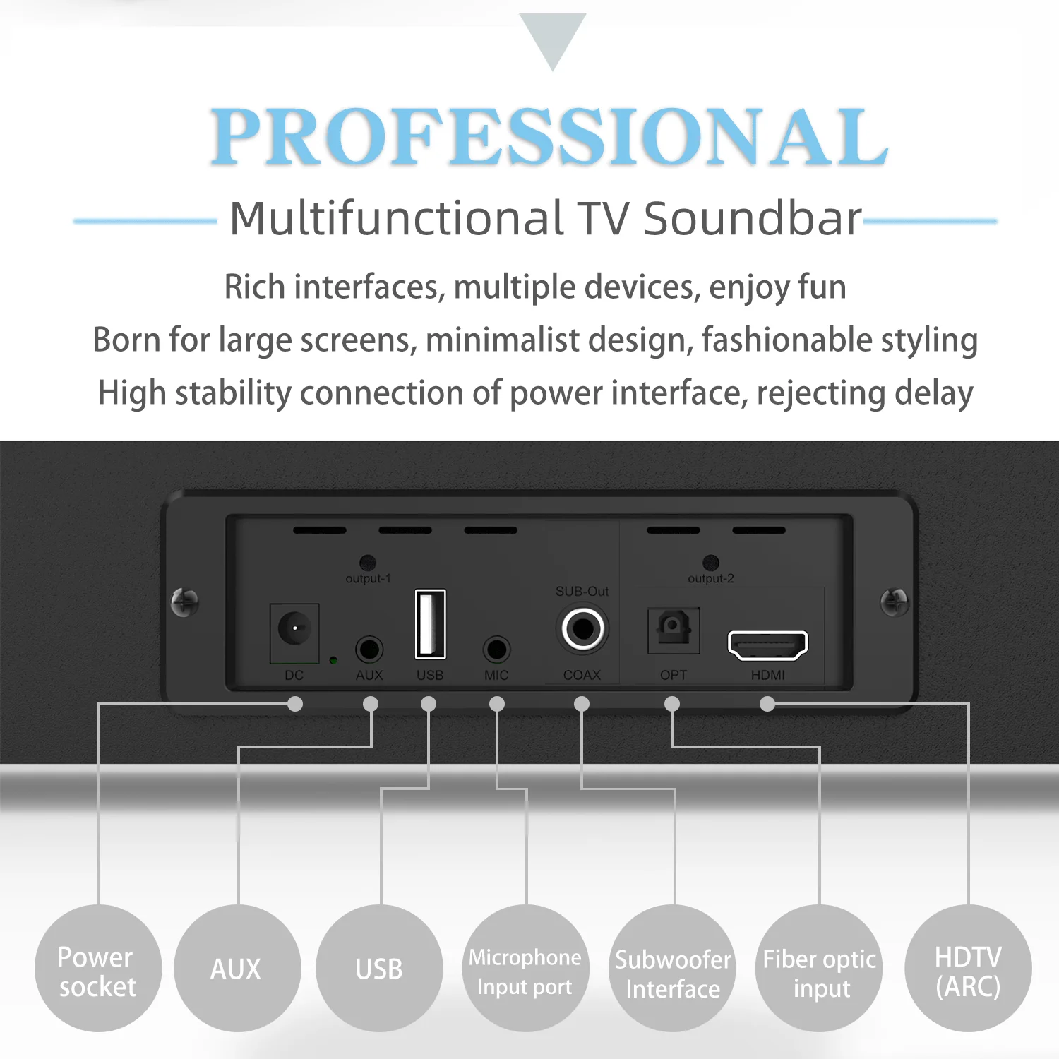 Rsionch Wooden Subwoofer Soundbar with Microphone Karaoke Bluetooth Speaker Home Theater TV Sound Bar Bass Speaker Sub-woofer