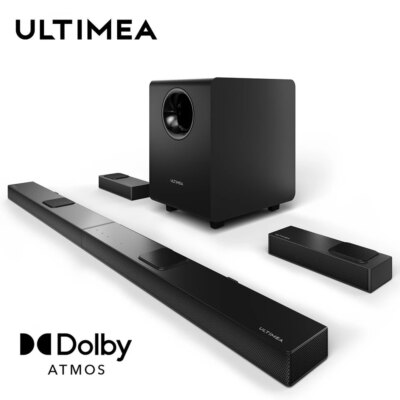ULTIMEA 7.1.4 Sound Bar for TV with Dolby Atmos, 740W Surround Sound System with 8" Wireless Subwoofer, 2 Wireless Rear Speakers