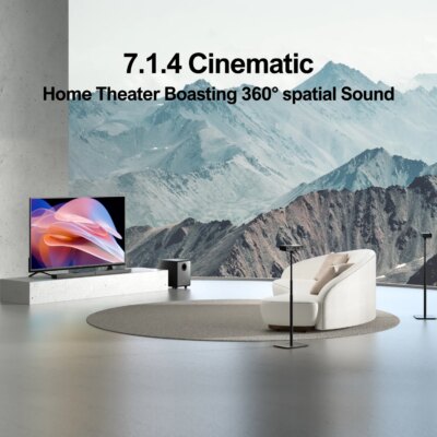 ULTIMEA 7.1.4 Sound Bar for TV with Dolby Atmos, 740W Surround Sound System with 8" Wireless Subwoofer, 2 Wireless Rear Speakers - Image 2