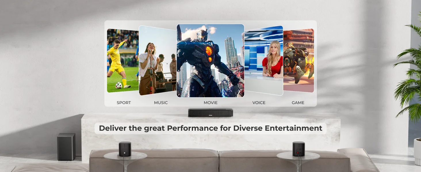 ULTIMEA 280W 5.1 Sound bar for TV with Dolby Atmos and Smart App Control, Home Theater Surround Sound System Bluetooth Speakers ULTIMEA 280W 5.1 Sound bar for TV with Dolby Atmos and Smart App Control, Home Theater Surround Sound System Bluetooth Speakers