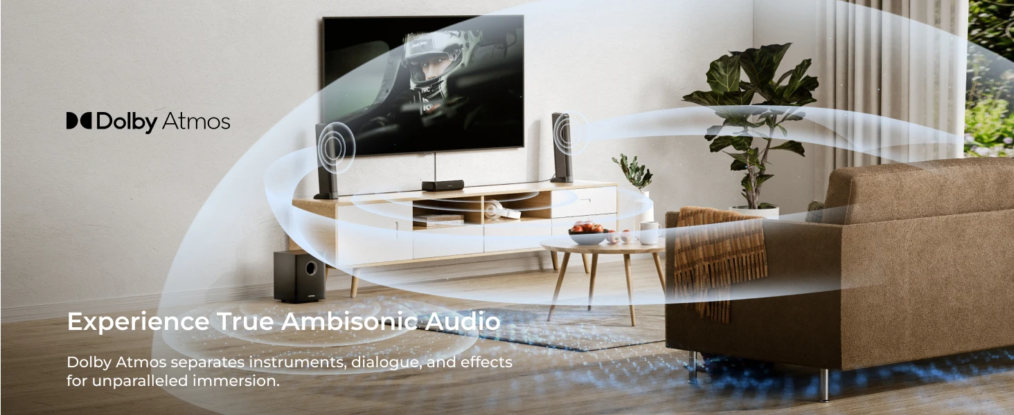 ULTIMEA 5.1ch Soundbar with Dolby Atmos, Soundbar with RGB Light & App Control, Bluetooth Speakers HDMI eARC for Home Cinema