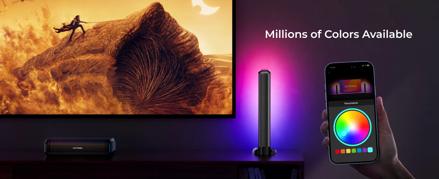 ULTIMEA 5.1ch Soundbar with Dolby Atmos, Soundbar with RGB Light & App Control, Bluetooth Speakers HDMI eARC for Home Cinema