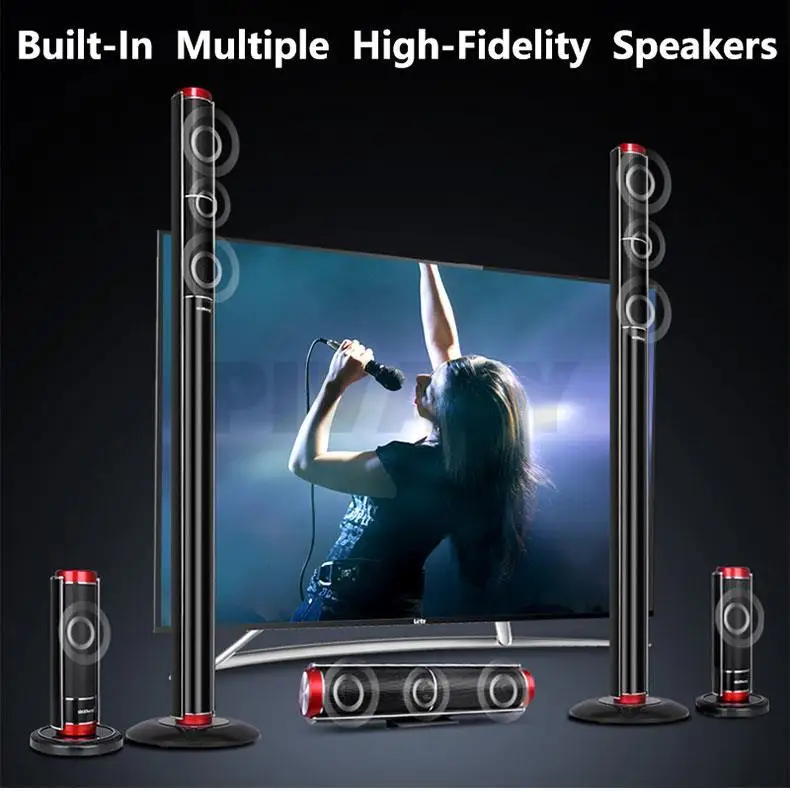Bluetooth 5.1High Power HiFi Fever Subwoofer Surround Stereo Active Speaker Wooden 8Ω Fiber Coaxial TV Home Theater Audio Set