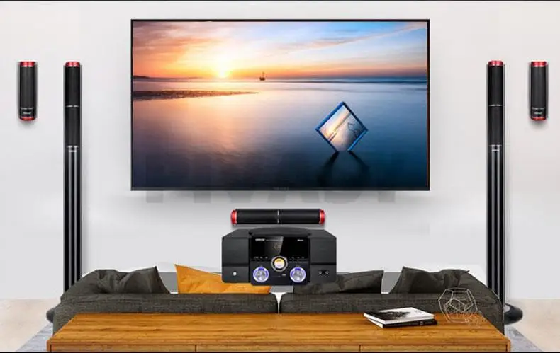 Bluetooth 5.1High Power HiFi Fever Subwoofer Surround Stereo Active Speaker Wooden 8Ω Fiber Coaxial TV Home Theater Audio Set