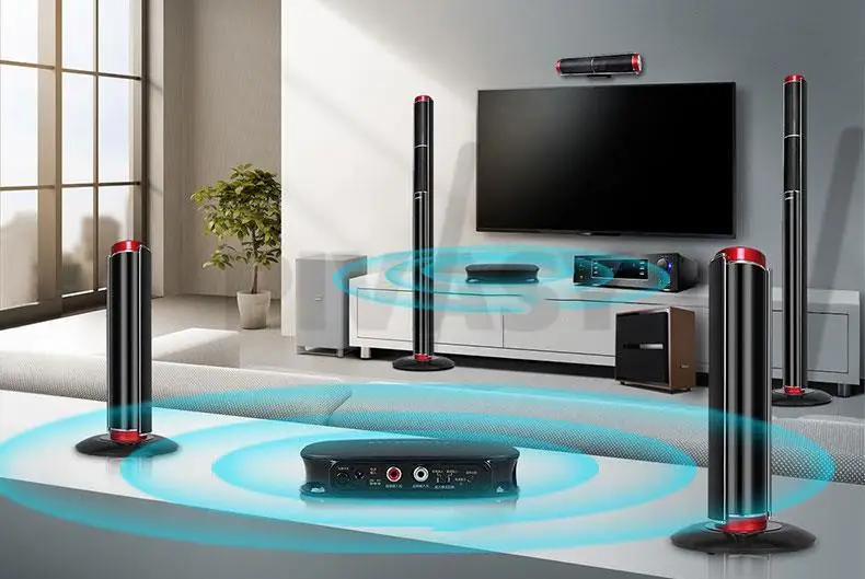 Bluetooth 5.1High Power HiFi Fever Subwoofer Surround Stereo Active Speaker Wooden 8Ω Fiber Coaxial TV Home Theater Audio Set