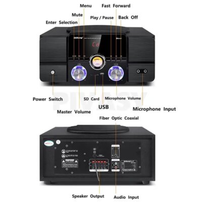 Bluetooth 5.1High Power HiFi Fever Subwoofer Surround Stereo Active Speaker Wooden 8Ω Fiber Coaxial TV Home Theater Audio Set - Image 4