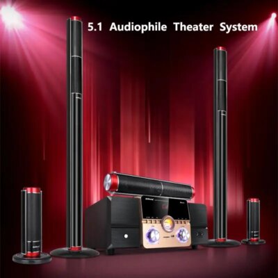 Bluetooth 5.1High Power HiFi Fever Subwoofer Surround Stereo Active Speaker Wooden 8Ω Fiber Coaxial TV Home Theater Audio Set