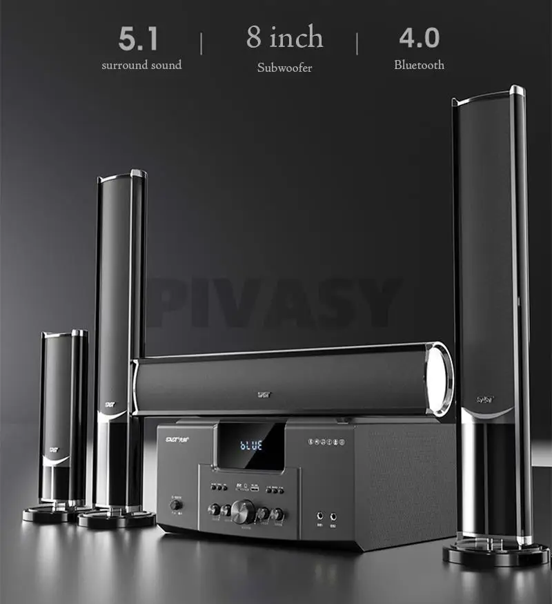 8 Inch 4Ω High Power TV Living Room KTV Bluetooth 4.0 Speaker Stereo Sound Subwoofer Speaker 5.1 Home Theater System Audio Set