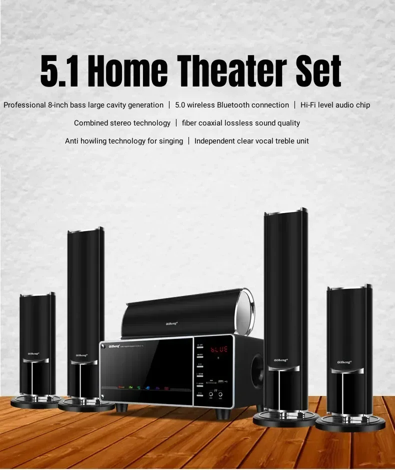 1000W high-power home TV living room KTV Bluetooth speaker surround sound subwoofer 5.1 home theater speaker set Caixa De Som