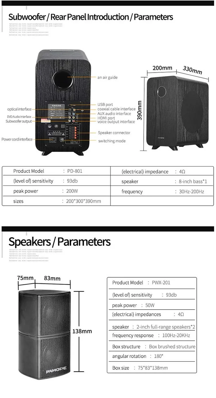 Mini 5.1 Surround Home Theater System With Karaoke USB Wireless Microphone Amplifier Speaker Bt Home Theatre System