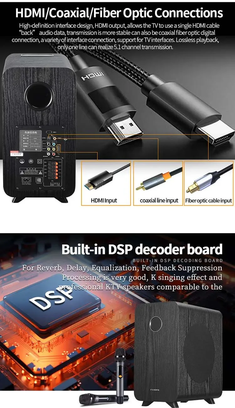 Mini 5.1 Surround Home Theater System With Karaoke USB Wireless Microphone Amplifier Speaker Bt Home Theatre System