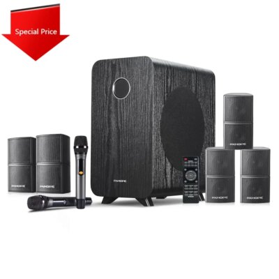 Mini 5.1 Surround Home Theater System With Karaoke USB Wireless Microphone Amplifier Speaker Bt Home Theatre System - Image 2