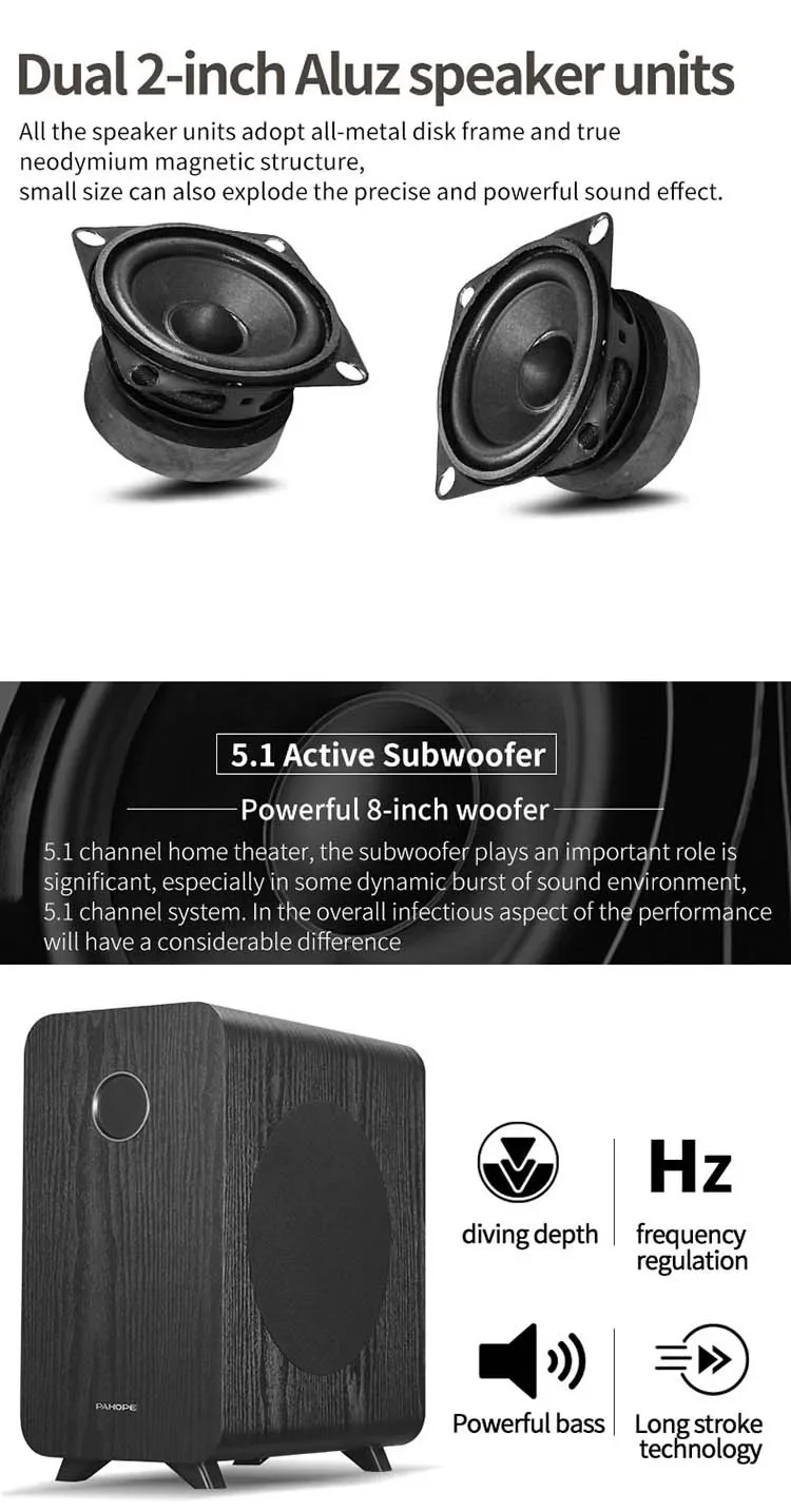 Mini 5.1 Surround Home Theater System With Karaoke USB Wireless Microphone Amplifier Speaker Bt Home Theatre System