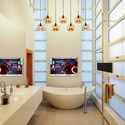 Souria 32 Inches 4K Smart Android System Touchscreen Mirror Bathroom LED IP65 Waterproof TV Television WiFi DTV for SPA Hotel - Image 4