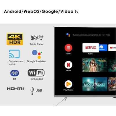 Smart TV 55" Inch UHD 4K HDR OLED TV Universal Android WebOS Google TV - Image 4