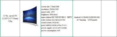 US.EU Wholesale LED TV Curved Screen 55 Inch Metal Frame Smart Android LCD TV Ultra HD 4K Smart Television - Image 5