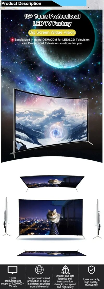 US.EU Wholesale LED TV Curved Screen 55 Inch Metal Frame Smart Android LCD TV Ultra HD 4K Smart Television - Image 6