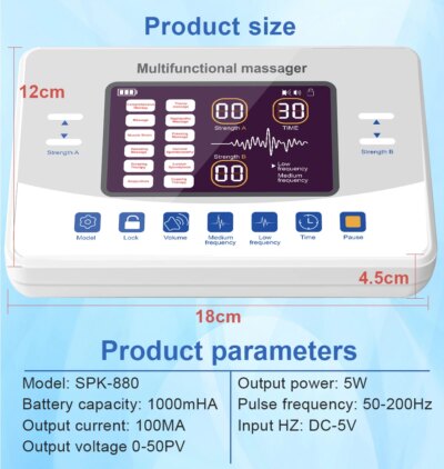 12 Modes Tens Machine Electric Muscle Stimulator EMS Acupuncture Low Frequency Massage Therapy Device Health Care Relax - Image 2