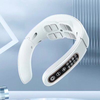 Neck Physical Therapy Massager 15 Gears 6 Modes Cervical Therapy Massage Stimulator USB Charging Vibration Pulse for Home Office