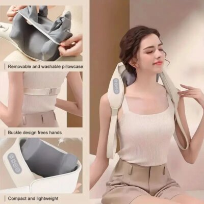 Neck Massager with low Heat Back Shoulder Massager Area Coverage Bionic kneading Wireless Massage - Image 3