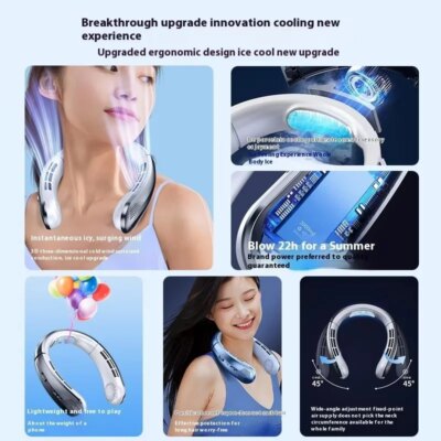 New Neck Air Conditioner Portable Neck Fan Rechargeable Semiconductor Cooling Bladeless Fan Outdoor Personal Fan Wearable Cooler - Image 4