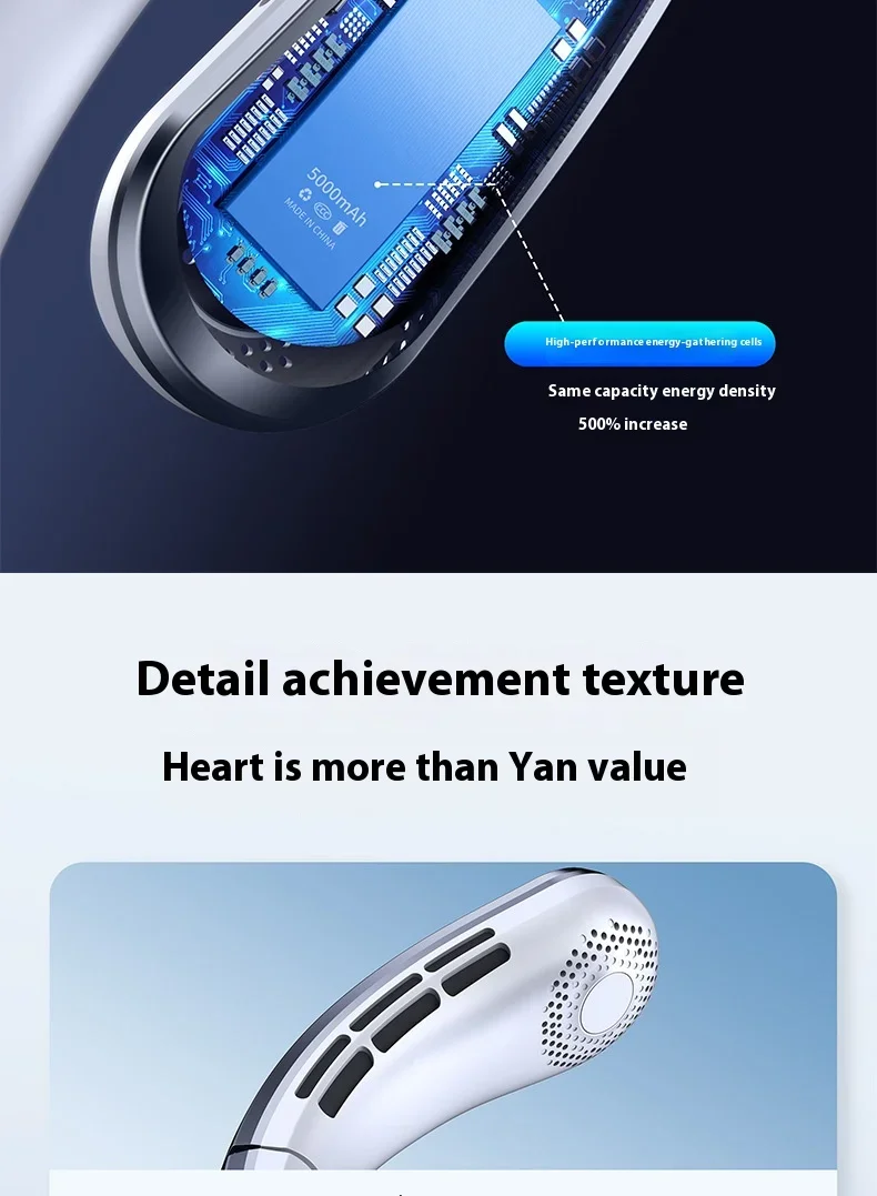 New Neck Air Conditioner Portable Neck Fan Rechargeable Semiconductor Cooling Bladeless Fan Outdoor Personal Fan Wearable Cooler