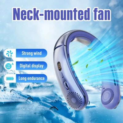 New Neck Air Conditioner Portable Neck Fan Rechargeable Semiconductor Cooling Bladeless Fan Outdoor Personal Fan Wearable Cooler