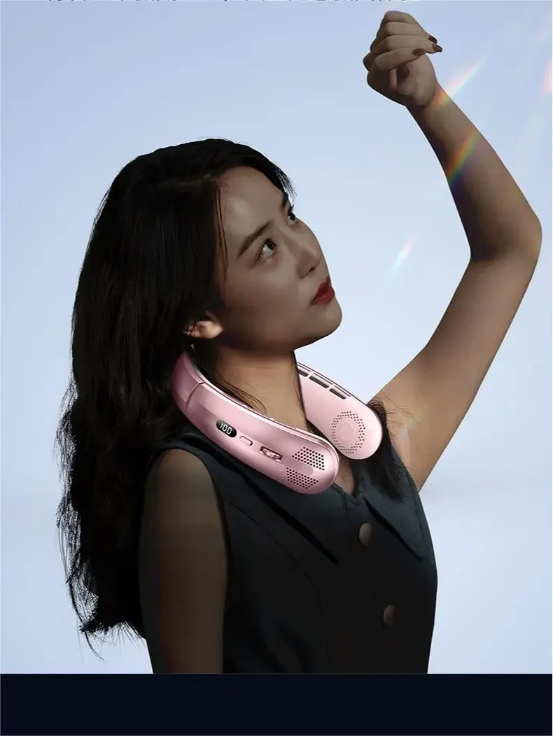 New Neck Air Conditioner Portable Neck Fan Rechargeable Semiconductor Cooling Bladeless Fan Outdoor Personal Fan Wearable Cooler
