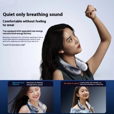New Neck Air Conditioner Portable Neck Fan Rechargeable Semiconductor Cooling Bladeless Fan Outdoor Personal Fan Wearable Cooler - Image 3