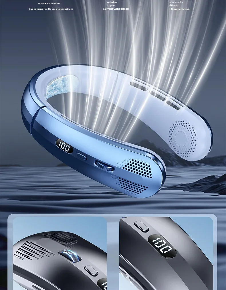 New Neck Air Conditioner Portable Neck Fan Rechargeable Semiconductor Cooling Bladeless Fan Outdoor Personal Fan Wearable Cooler