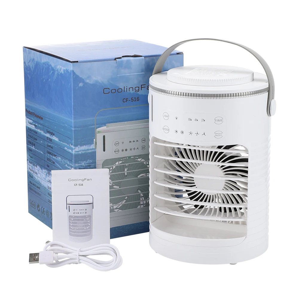 Air Conditioner Portable Fan Desktop Dual Spray Ultrasonic Atomization 3/4-Speed Mute Air Cooler Night Light Electric Home Fan