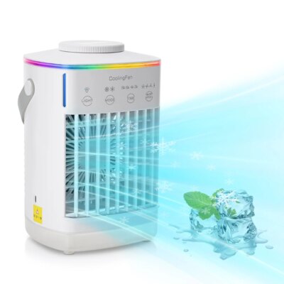 Air Conditioner Portable Fan Desktop Dual Spray Ultrasonic Atomization 3/4-Speed Mute Air Cooler Night Light Electric Home Fan